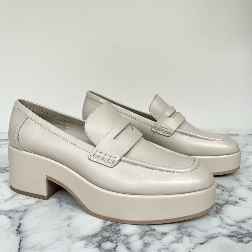 Dolce Vita Yanni Platform Penny Loafers Ivory Leather Women’s Size 10